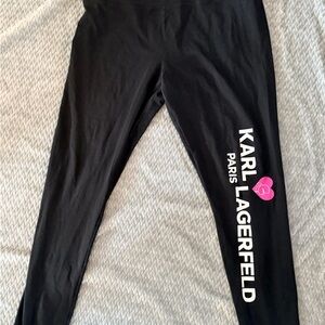 Karl Lagerfeld Black Leggings with Pink Accent